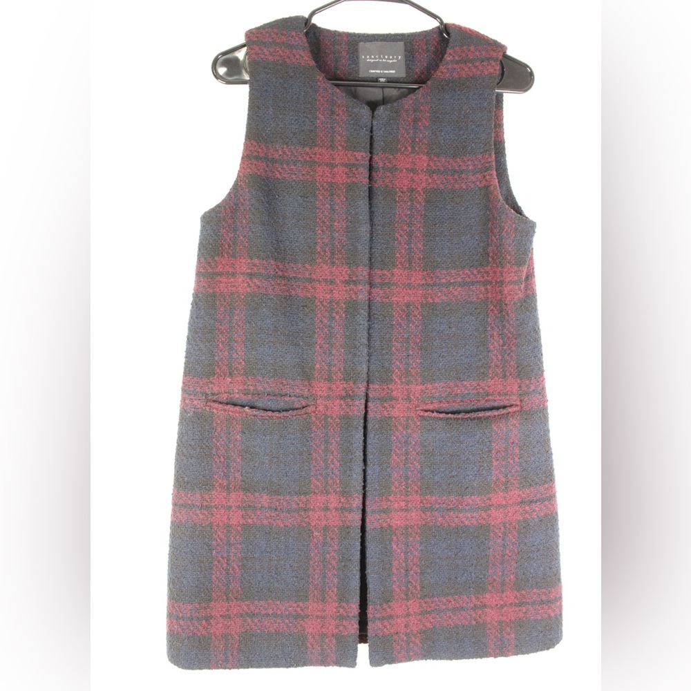 Sanctuary Plaid Vest in Red and Blue